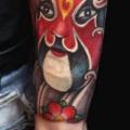 Arm Japanese Mask tattoo by Dirty Roses
