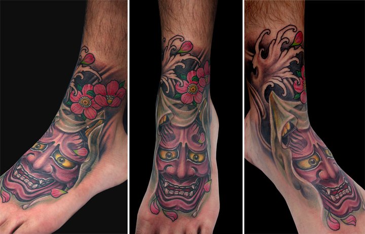 Tatuaje Pie Japoneses Demonio por Dirty Roses