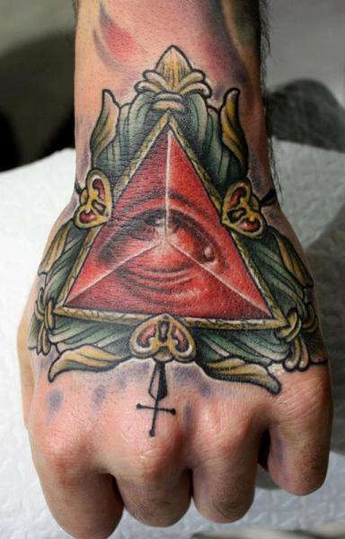 Tatuagem Mão Olho Deus Geométrico por Dirty Roses