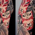 Shoulder Japanese Mask tattoo by Dirty Roses
