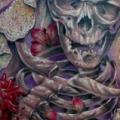 tatuaje Fantasy Esqueleto Muslo por Dirty Roses
