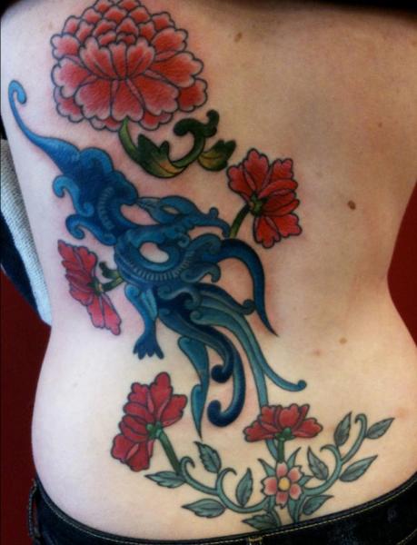Flower Back Tattoo by Avinit Tattoo
