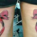 Leg Ribbon tattoo by Bad Girl Ink Tattoos