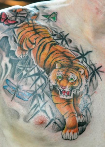 Shoulder Tiger Tattoo by Bad Girl Ink Tattoos