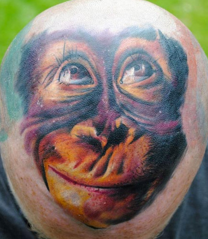 รอยสัก หัว ลิง โดย Bananas Tattoo
