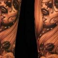 Arm Mexican Skull Women tattoo by Barry Louvaine