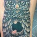 Arm Old School Owl tattoo by Big Willies Tattoo Shack
