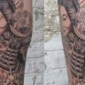 Leg Japanese Geisha tattoo by Big Willies Tattoo Shack