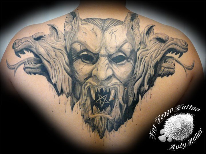 Fantasy Back Demon Tattoo by Fat Foogo