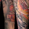Arm Japanese Buddha Carp Koi tattoo by Fat Foogo