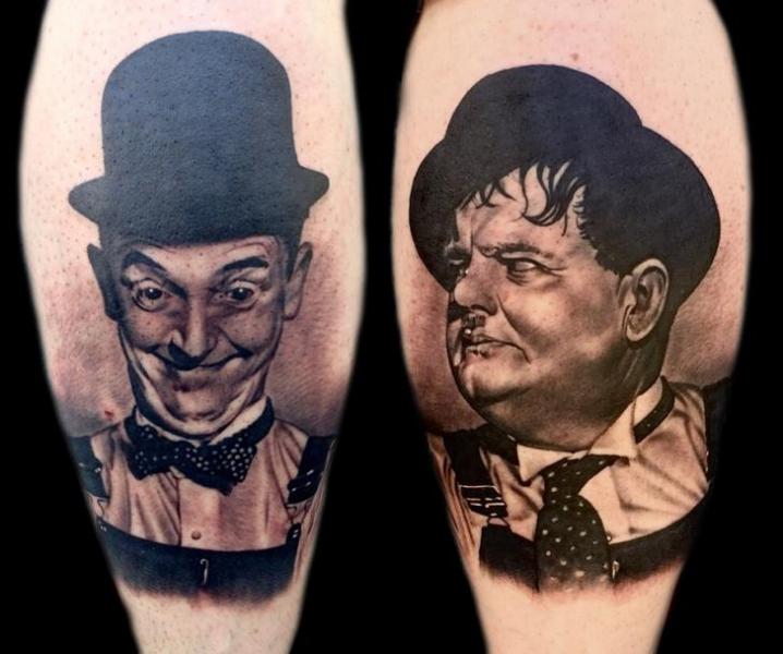 Tatuaje Retrato Oliver Hardy por Fat Foogo