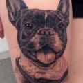 Realistic Dog Thigh tattoo by Fat Foogo