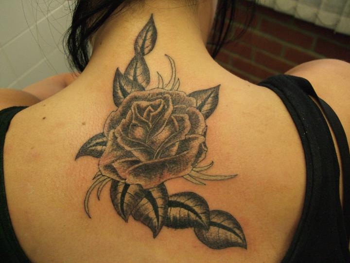 Neck Rose Tattoo by Black Scorpion Tattoos