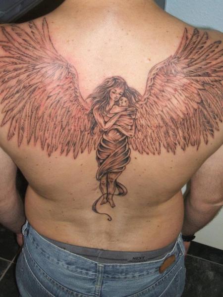 Tatuaje Fantasy Espalda Ángel por Body Graphics