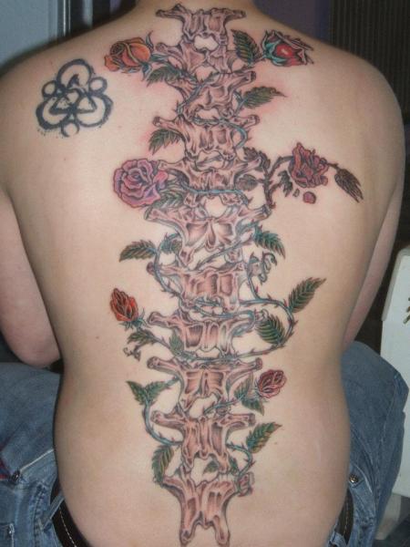 Цветок Спина Скелет татуировка от Body Graphics