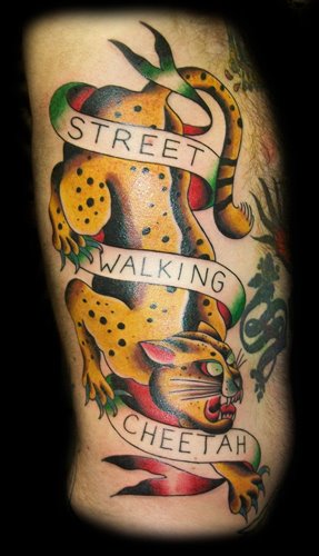 New School Lettering Tiger Tattoo by Broad Street Studio
