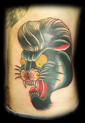 Old School Side Panther Tattoo by Broad Street Studio