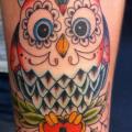 Arm New School Owl tattoo by Colchester Body Arts