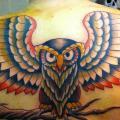 Old School Back Owl tattoo by Colchester Body Arts