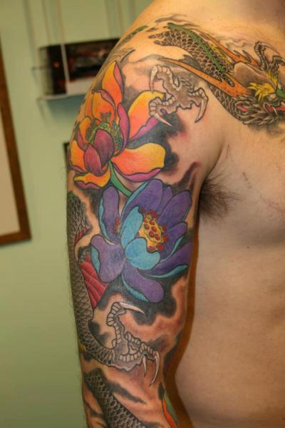 Shoulder Flower Tattoo by Colchester Body Arts