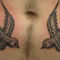 Old School Swallow Belly tattoo by Crossroad Tattoo